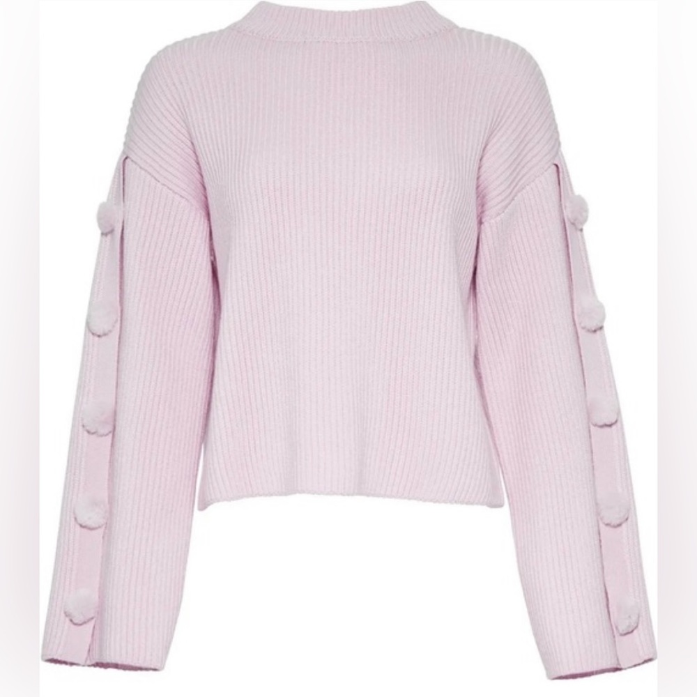 Milly Lavender Sweater pom pom bell sleeve wool blend knit size small - Picture 2 of 8